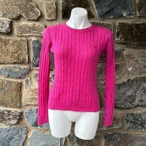 Lilly Pulitzer Vintage White Label Cable Knit Crewneck Sweater in Pink Size Med